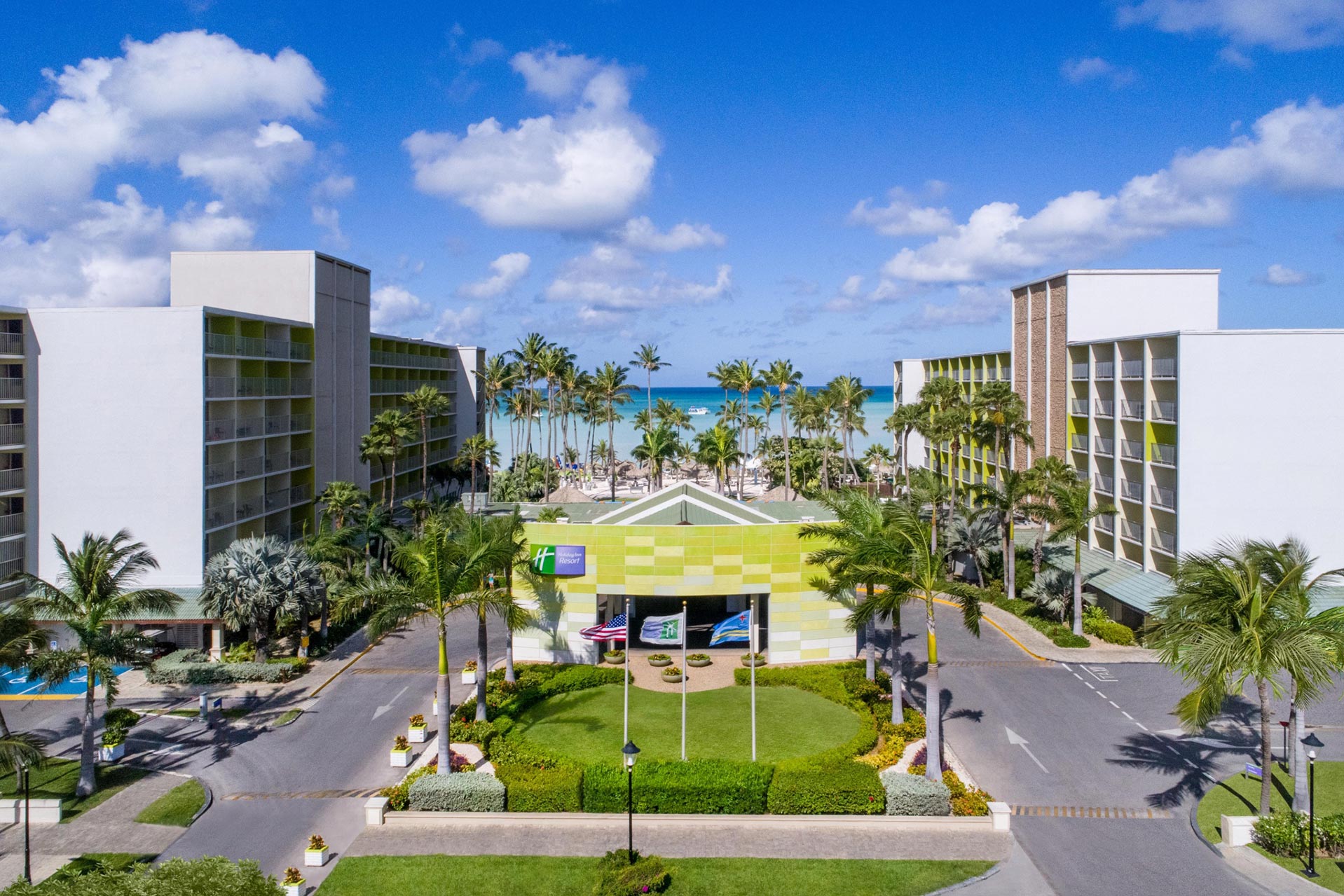 Aerial of the hotel exterior